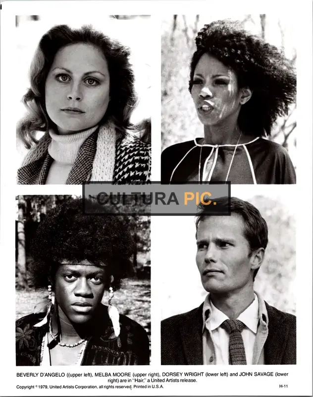 Vintage Original B&W Photo, Beverly D'Angelo, Melba Moore, Dorsey Wright and John Savage in "Hair" by Milos Forman - 1979