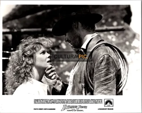 Vintage Original B&W Photo, Harrison Ford and Kate Capshaw in "Indiana Jones and the Temple of Doom" by Steven Spielberg - 1984