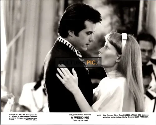 Vintage Original B&W Photo, Desi Arnaz Jr. and Mia Farrow in A Comedy Film "A Wedding" - 1978