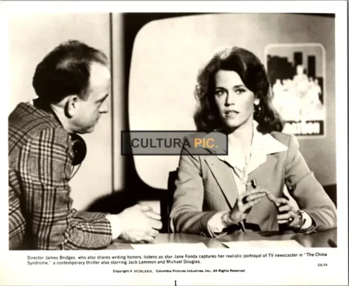 Vintage Original B&W Photo, Director James Bridges and Jane Fonda on Set in "The China Syndrome" by James Bridges - 1979