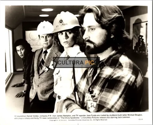 Vintage Original B&W Photo, Michael Douglas, Jane Fonda, James Hampton, and Daniel Valdez in "The China Syndrome" by James Bridges - 1979