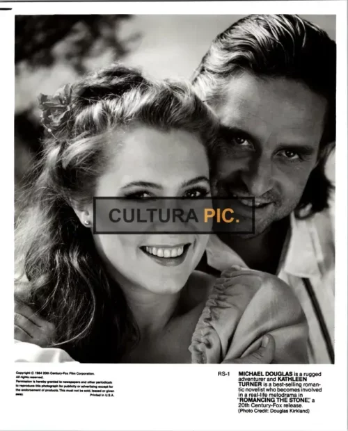 Vintage Original B&W Photo, Michael Douglas and Kathleen Turner in "Romancing the Stone" by Robert Zemeckis - 1984