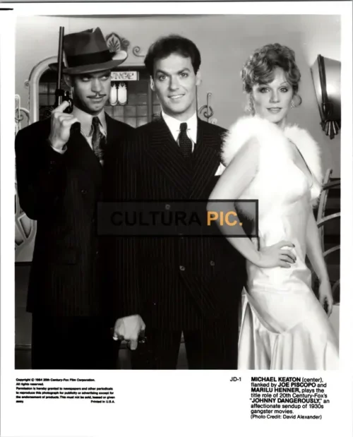 Vintage Original B&W Photo, Marilu Henner, Michael Keaton, and Joe Piscopo in "Johnny Dangerously" by Amy Heckerling - 1984