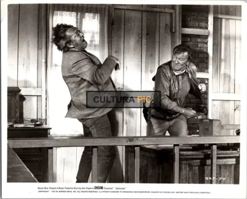 Vintage Original B&W Photo, John Wayne and Forrest Tucker in "Chisum" by Andrew V. McLaglen - 1970