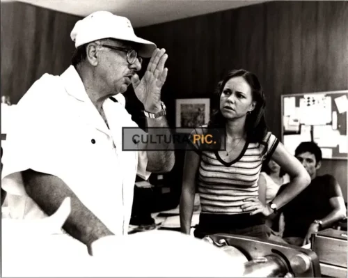 Vintage Original B&W Photo, Sally Field, Ron Leibman, and Director Martin Ritt on Set in "Norma Rae" -  1979