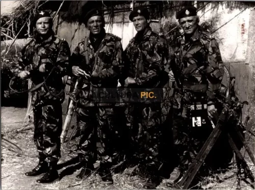Vintage Original B&W Photo, Richard Burton, Roger Moore, Richard Harris, and Hardy Krüger in "The Wild Geese" by Andrew V. McLaglen - 1978