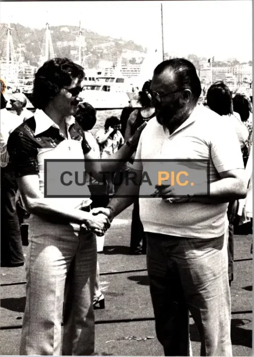 Vintage Original B&W Photo, Sergio Leone (right side) an Italian Film Director 1975  Photograph by Serge Assier