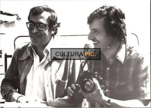 Vintage Original B&W Photo, Roger Vadim (left side) a French Screenwriter 1975 Photograph by Serge Assier