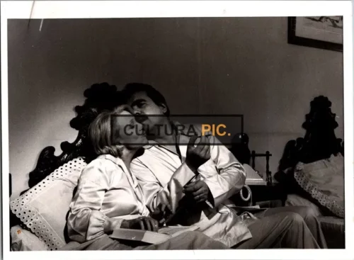 Vintage Original B&W Photo, Michael Lonsdale and Micheline Presle in "Le diable dans la boîte" by Pierre Lary in 1977