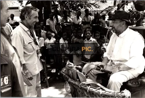 Vintage Original B&W Photo, Director Philippe de Broca on Set of the Film "L'africain" - 1983
