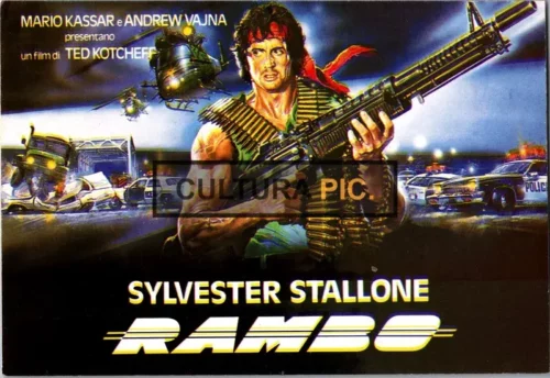 Poster of Sylvester Stallone in "Rambo" by George P. Cosmatos in 1985