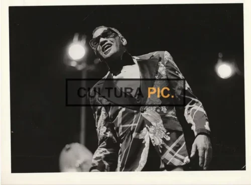 Vintage Original B&W Photo, Ray Charles in Place du Forum des Cardeurs, Paris - 1978