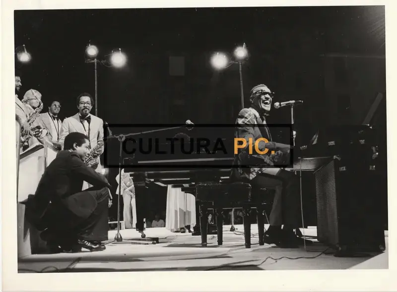 Vintage Original B&W Photo, Ray Charles in Place du Forum des Cardeurs - 1978