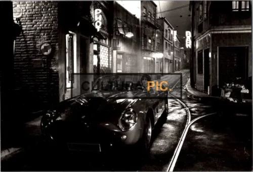 Vintage Original B&W Photo, Nastassja Kinski and Gérard Depardieu in a Ferrari  250 GT SWB California Spyder "The Moon in the Gutter" by Jean-Jacques Beineix - 1983
