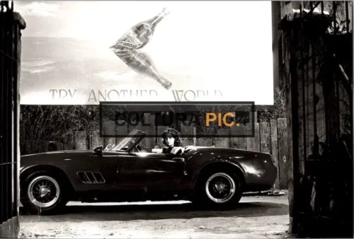 Vintage Original B&W Photo, Nastassja Kinski in a Ferrari 250 GT SWB California Spyder from the Film "The Moon in the Gutter" - 1983