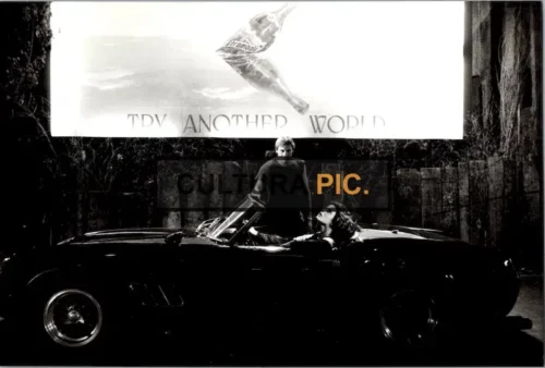 Vintage Original B&W Photo, Nastassja Kinski and Gérard Depardieu in a Ferrari  250 GT SWB California Spyder, Directed by Jean-Jacques Beineix  "The Moon in the Gutter"  - 1983