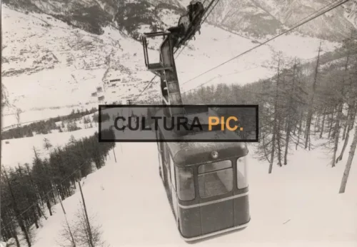 Vintage Original B&W Photo, the Serre Chevalier Cable Car - 1971