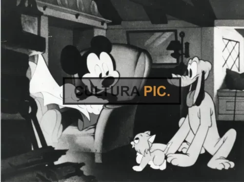 Vintage Original B&W Photo, Mickey Mouse, Pluto and the Kitten in "Lend a Paw" by Clyde Geronimi, a Walt Disney Production - 1941