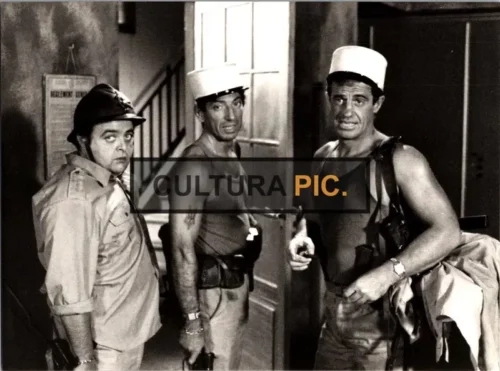 Vintage Original B&W Photo, Jean-Paul Belmondo, Michel Creton, and Jacques Villeret  in "The Vultures" by Henri Verneuil - 1984
