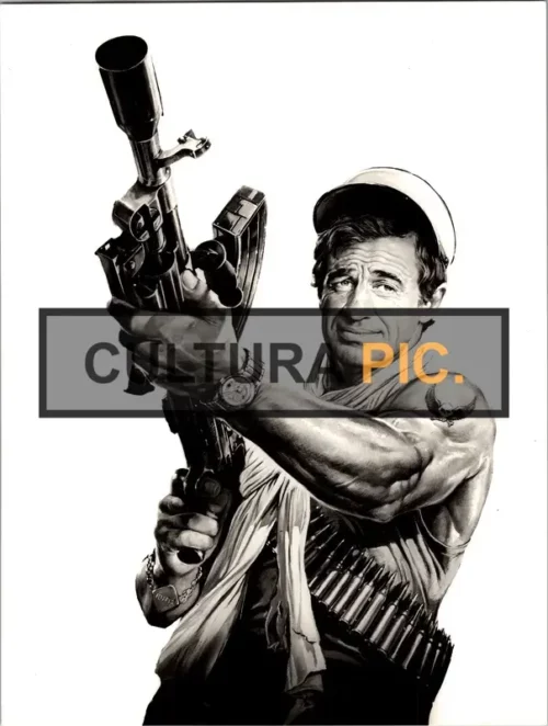 Vintage Original B&W Photo, Jean-Paul Belmondo in "The Vultures" by Henri Verneuil - 1984