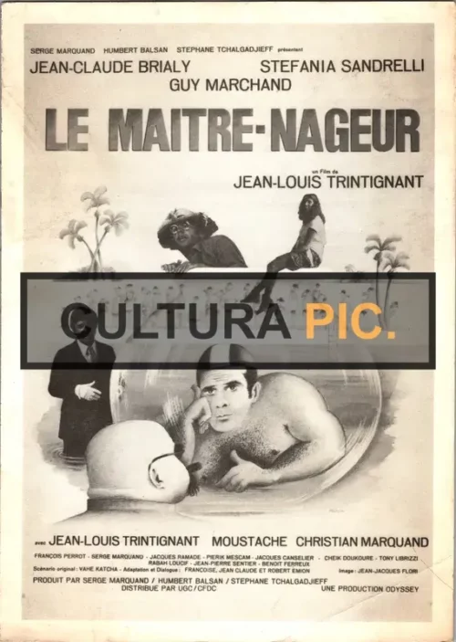 BW Cinema Poster of the Film "Le maître nageur" by Jean-Louis Trintignant - 1979