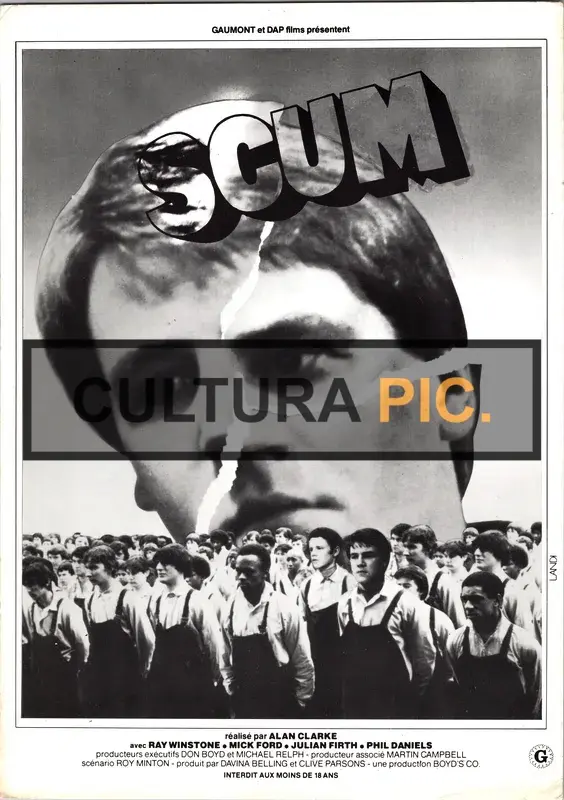 BW Cinema Poster of the Film "Scum" by Alan Clarke - 1979