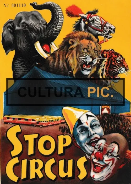 Poster of a Rare Old French Program "Stop Circus" - 1955