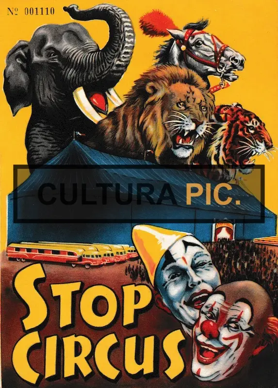 Poster of a Rare Old French Program "Stop Circus" - 1955