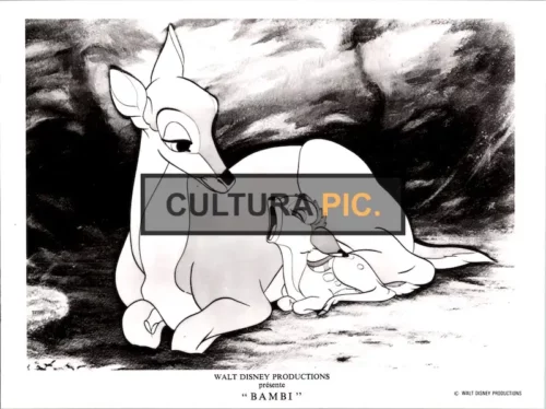 Vintage Original B&W Photo, Bambie and his Mother in "Bambie" by Walt Disney - 1942