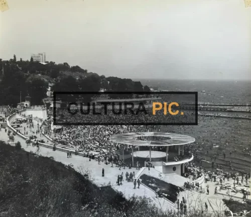 Vintage Original B&W Photo, The Arcadia Beach in Odessa, URSS - Circa 1980